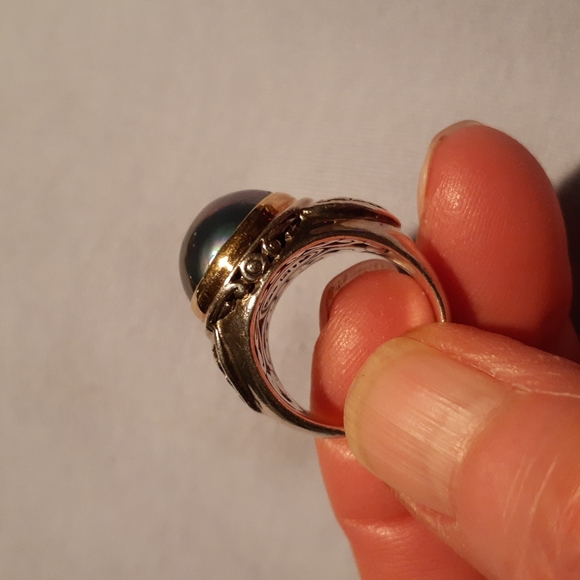 Sterling Silver with Blue Pearl Ring - Picture 3 of 8